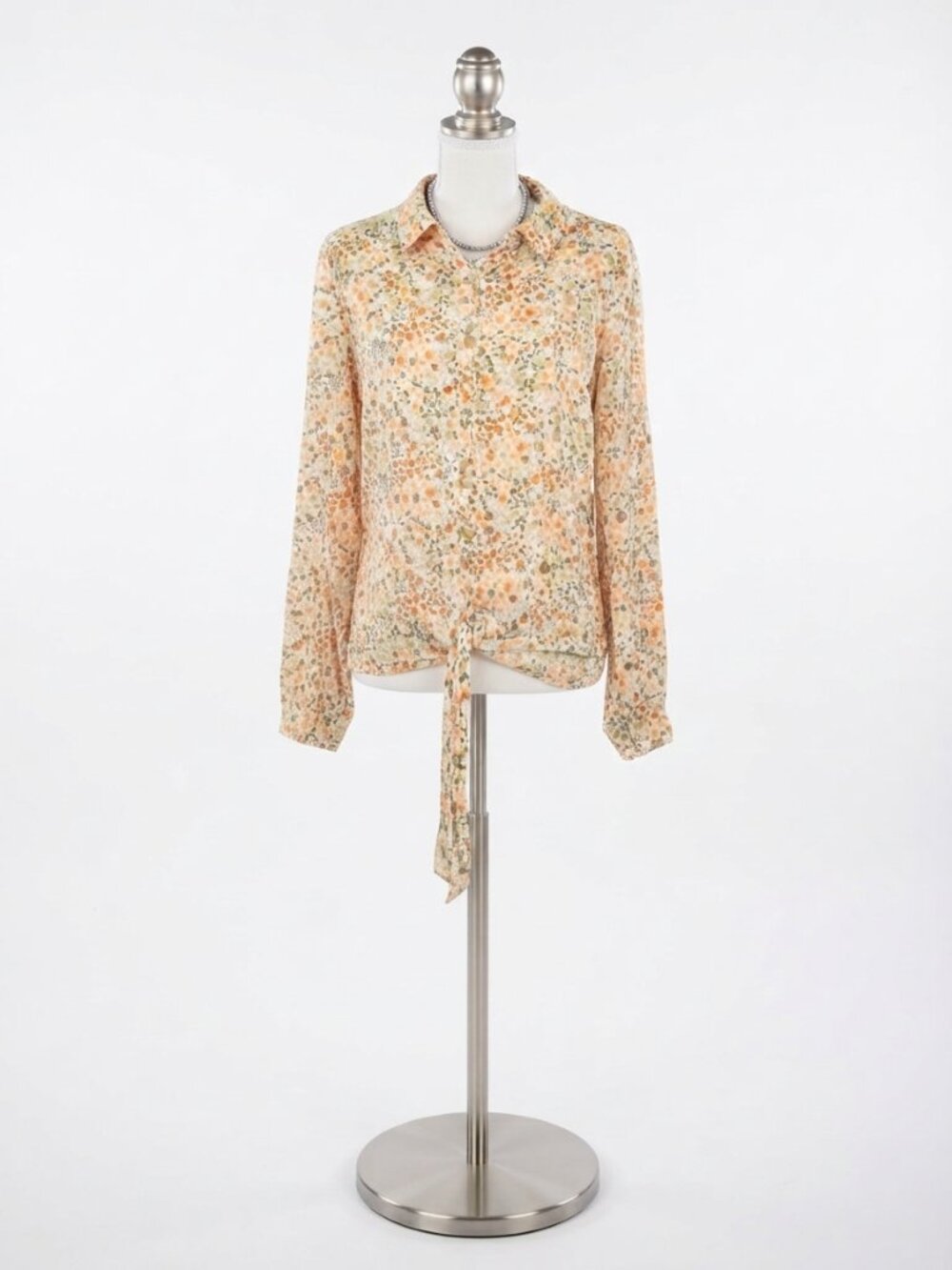 LC Lauren Conrad floral button-down blouse with gold  (Size S)